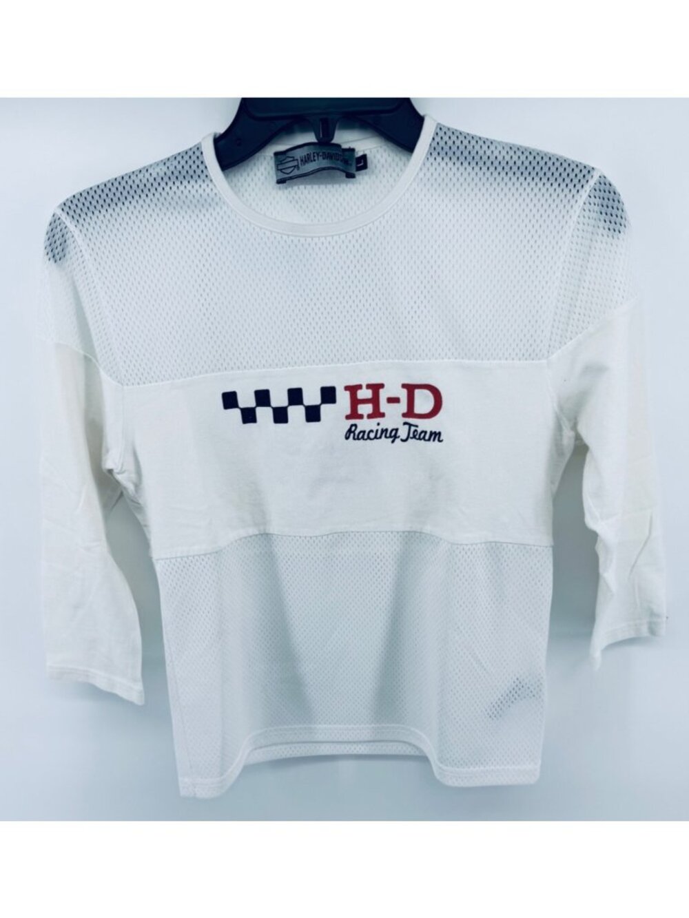 Women's Harley-Davidson Racing Team White Mesh Top Large runs Small Sturgis